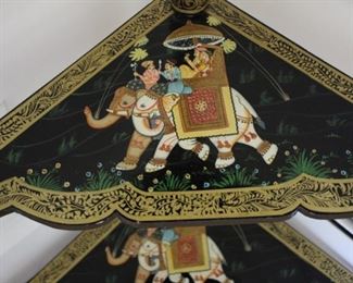 Small corner shelf unit painted with elephant motif