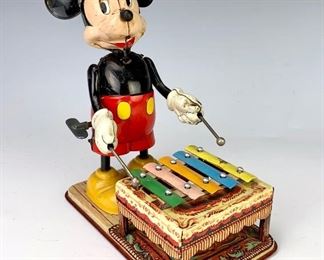 Mickey Mouse Xylophone Tin Lithograph Wind Up Toy