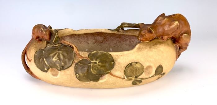 Rare Amphora "Cat & Mouse" Bowl C. 1890