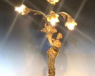 Satyr Gilt Bronze 4 Light Lamp 