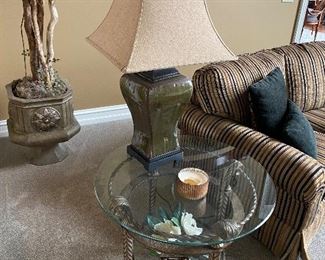 2 ROUND METAL AND GLASS SIDE TABLES
30” DIAMETER x 26” HEIGHT
$150