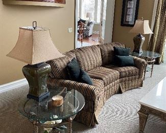 2 ROUND METAL AND GLASS SIDE TABLES
30” DIAMETER x 26” HEIGHT
$150