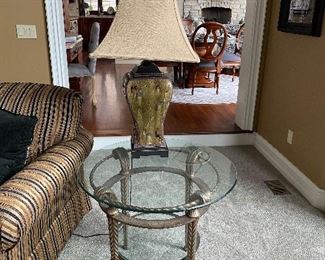 2 ROUND METAL AND GLASS SIDE TABLES
30” DIAMETER x 26” HEIGHT
$150