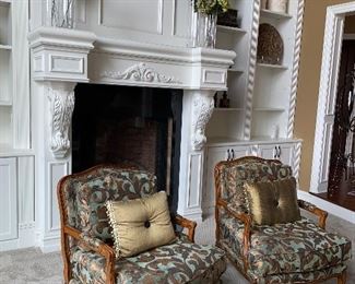 2 CUSTOM MADE MAJESTIC BERGERE CHAIRS WITH STARWOOD MOSS FABRIC AND ANTIQUE WALNUT FINISH
31” W x 28.5” D
$300 EACH
