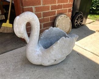 Cement swan planter (2 total only 1 photographed)