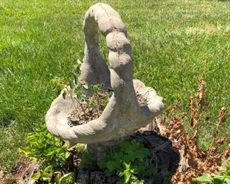 Cement small basket planter
