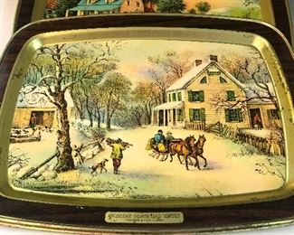 Metal trays currier and Ives 