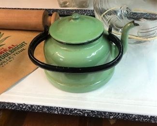 Green enamel coffee pot
