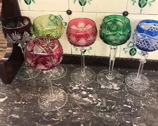 Colored wine glasses.  Press cut
