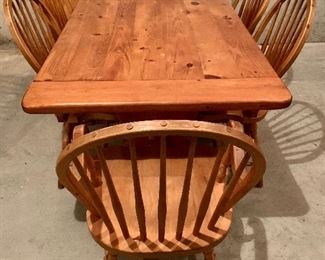 Pine dining table and chairs: $325