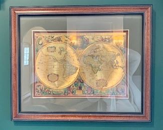 Gold Foil Double Hemisphere World Map: $75