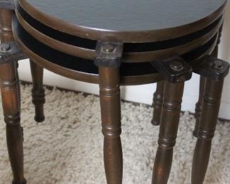 Mid Century round stacking tables  H-18   D-15 1/2 