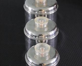 Vintage set of 4 Revere Ware Steel Canisters with Clear Tel-U-Top Lids