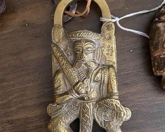 Ornate brass lock and keys