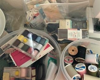 Box of items for sewing