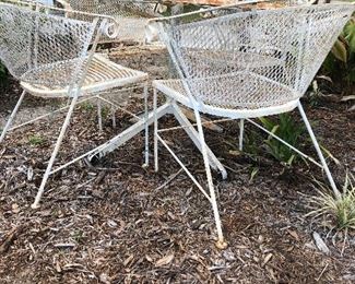 Mid Century wrought iron table and chsirs