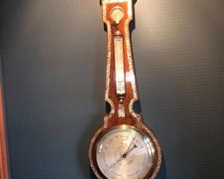 Mother of pearl inlaid barometer
