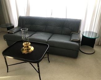 Leather sofa & matching chair round 2