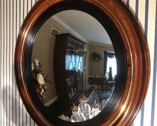 PAIR bullseye mahogany mirrors -nice size