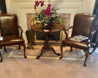 Pair leather chairs