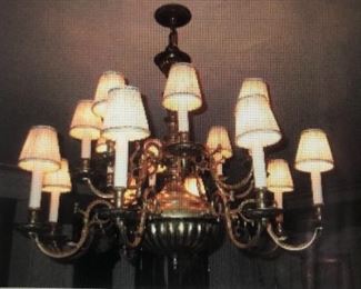 Baroque 16 light brass chandelier