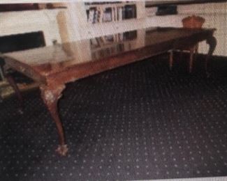 George III style  Ball and claw foot dining table with two large leaves/extensions