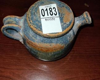 Lot #183 - Signed Pottery Teapot - $15
