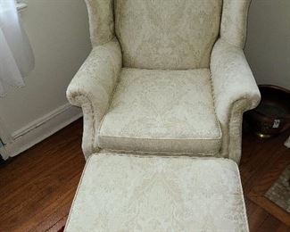Lot #249 - Upholstered Chair & Footstool - $125