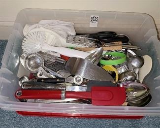 Lot #325 - Box of Assorted Kitchen Tools - $15