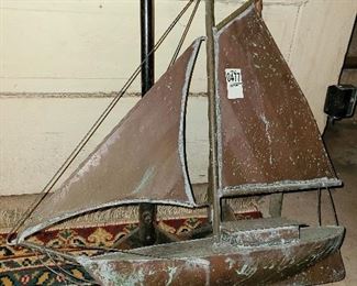Lot #477 - Antique Copper Sailboat Weathervane - $500