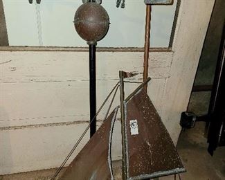 Antique Copper Sailboat Weathervane - $500
