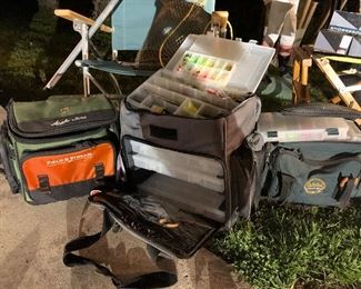 Tackle boxes, tackle, rods, reels, line, nests fish finders, , life vests,.. all you need is patience & you’re a fisherman. 