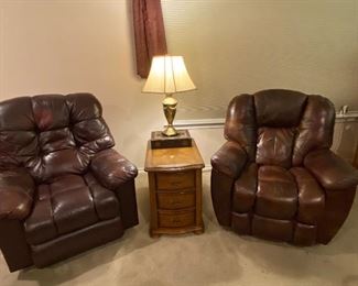 Two Leather Lazy Boy Rockers/ Recliners 