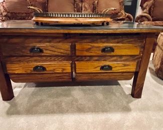 Old Whiskey Barrel Coffee table. This thing is cool. 