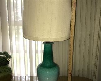 Green lamp, has crazing.  (pick up only) $28.00