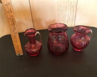 Three ruby glass set $24.00