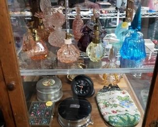 Assorted Perfume bottles & dress accessories etc