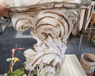 (2) Large plaster ornate wall sconces 17"T x 16"W x 9"D 