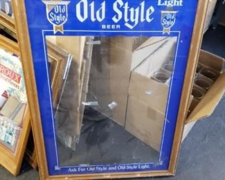 Vintage Old Style framed glass ad as shown