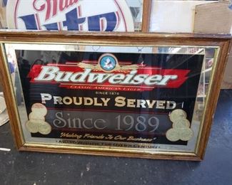 Vintage Budweiser framed mirror 
