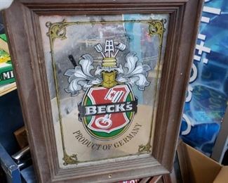Vintage Becks framed mirror