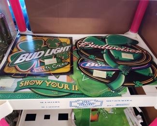 Assorted Budweiser & Bud Light St patrick's Day Decor