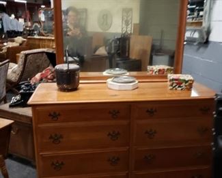 Kling  Factory Olde Orcharde vintage solid wood dresser with mirror & original hardware  54"W x 20"D x 35"H