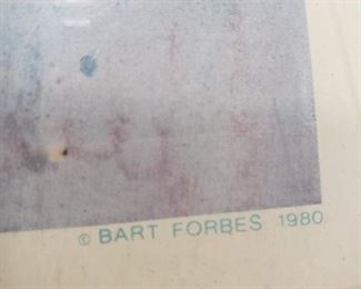 Bart Forbes 1980 framed & matted  Swan watercolor signed