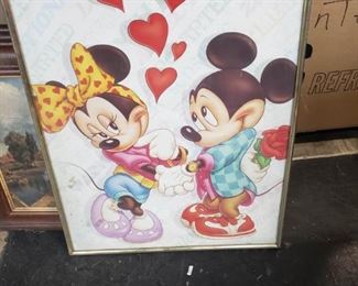Vintage Mickey & Minnie Mouse framed love poster 16 x 20