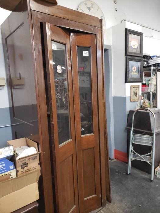 Antique Mahogany Telephone Booth (partially refinished) no phone