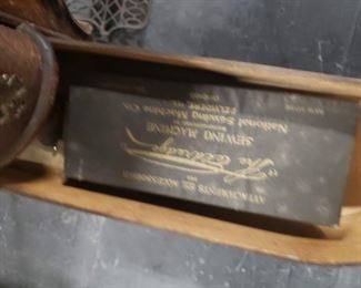 Antique late 1800's Eldridge sewing machine in original cabinet & accessories