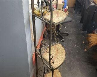 Corner Metal & wicker fold-up display cabinet