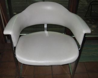 $250.00, Milo Baughman White leather half lounge chair, excellent condition