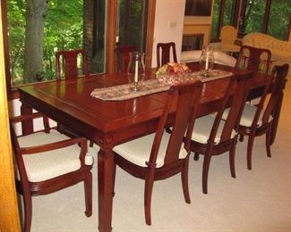 $2500.00, excellent condition!!!!! Custom made, Solid Rosewood Dining room set with 8 chairs & pads, 8' x 45"Length includes 2 removable leaves!!